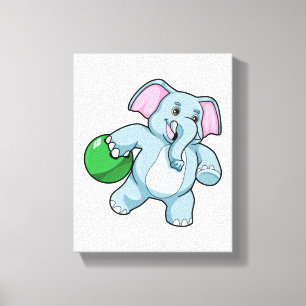 Elephant at Bowling with Bowling ball Canvas Print