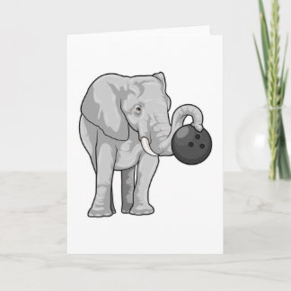 Elephant at Bowling with Bowling ball Card