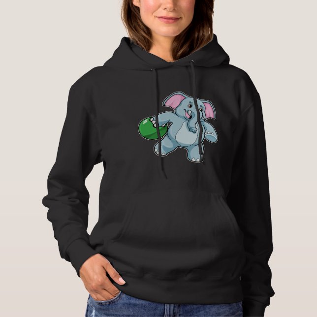 Elephant at Bowling with Bowling ball Hoodie (Front)