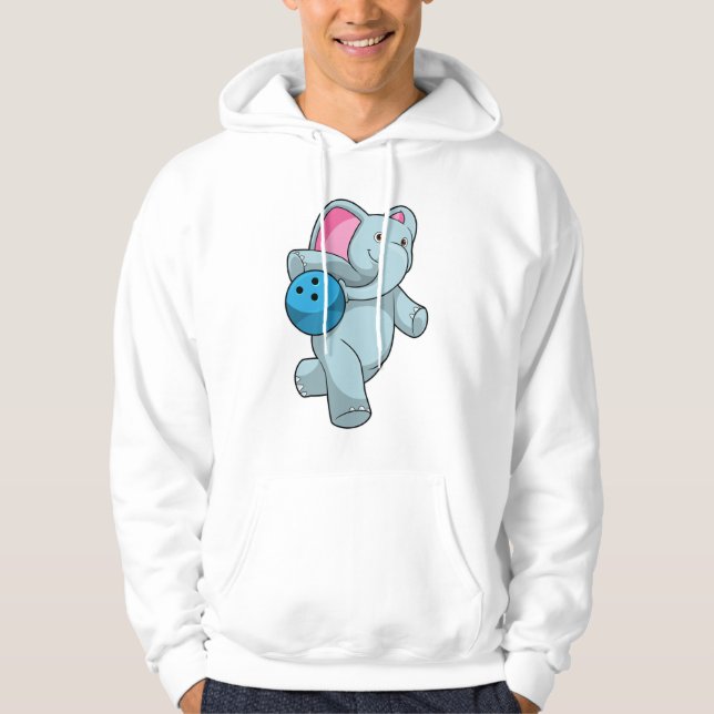 Elephant at Bowling with Bowling ball Hoodie (Front)