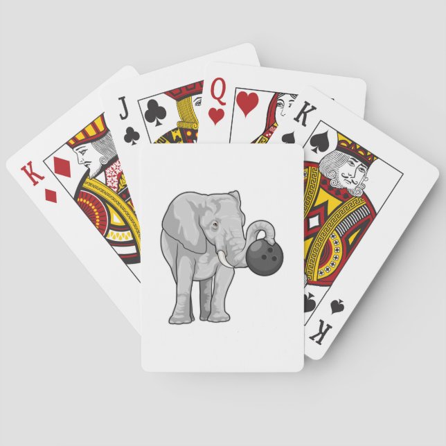Elephant at Bowling with Bowling ball Playing Cards (Back)