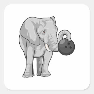 Elephant at Bowling with Bowling ball Square Sticker