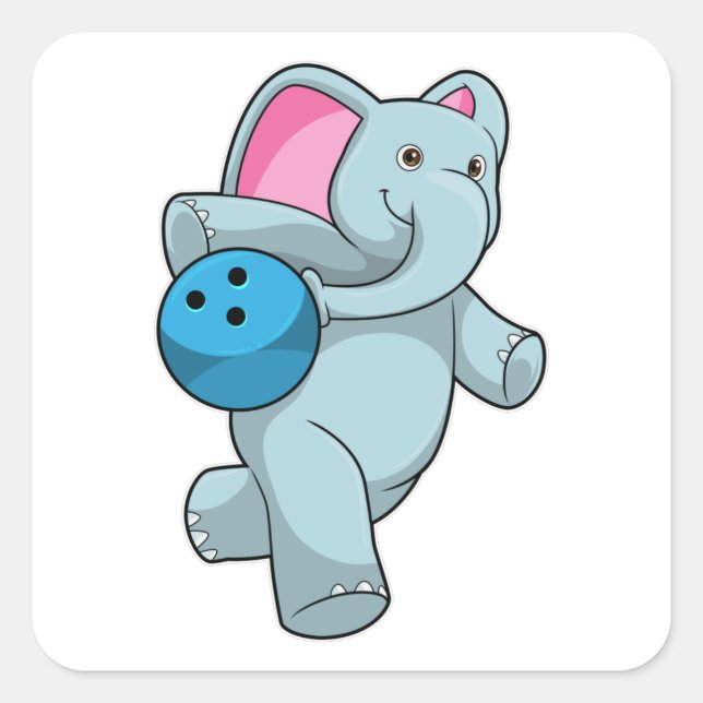 Elephant at Bowling with Bowling ball Square Sticker (Front)