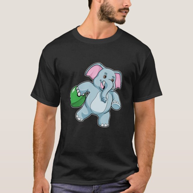 Elephant at Bowling with Bowling ball T-Shirt (Front)