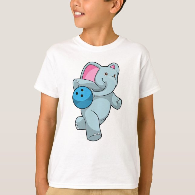Elephant at Bowling with Bowling ball T-Shirt (Front)