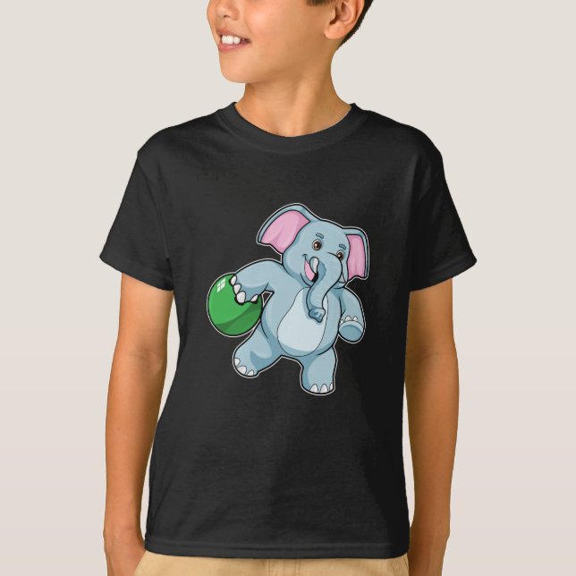 Elephant at Bowling with Bowling ball T-Shirt (Front)