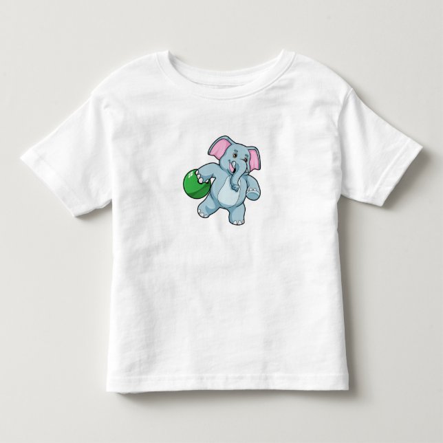 Elephant at Bowling with Bowling ball Toddler T-Shirt (Front)
