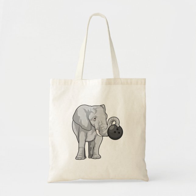Elephant at Bowling with Bowling ball Tote Bag (Front)
