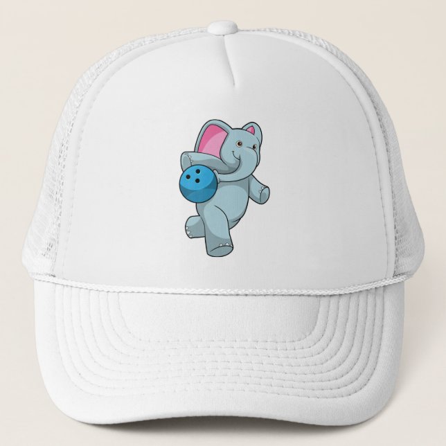 Elephant at Bowling with Bowling ball Trucker Hat (Front)