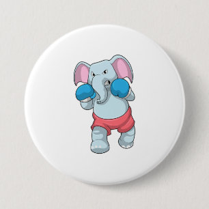 Elephant at Boxing with Boxing gloves 7.5 Cm Round Badge