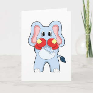 Elephant at Boxing with Boxing gloves Card
