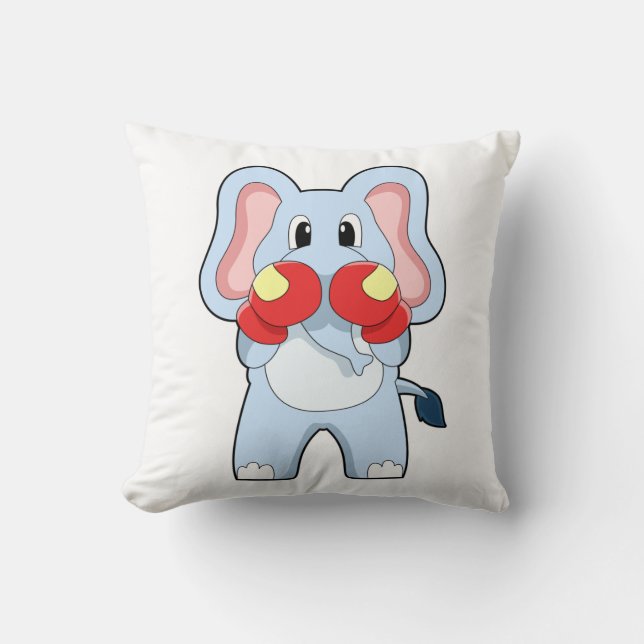 Elephant at Boxing with Boxing gloves Cushion (Front)