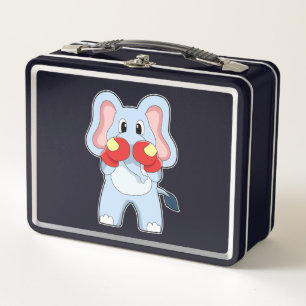 Elephant at Boxing with Boxing gloves Metal Lunch Box