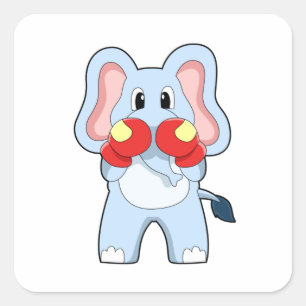 Elephant at Boxing with Boxing gloves Square Sticker