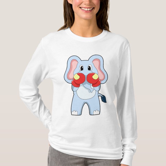 Elephant at Boxing with Boxing gloves T-Shirt (Front)