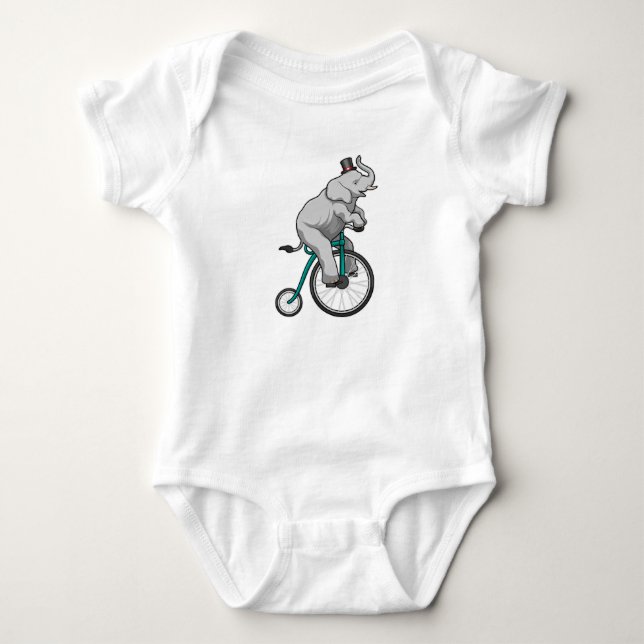 Elephant at Circus with Bicycle Baby Bodysuit (Front)