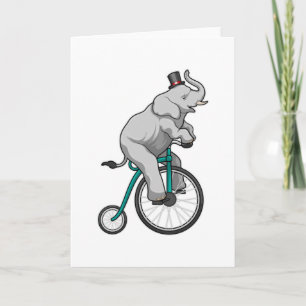Elephant at Circus with Bicycle Card