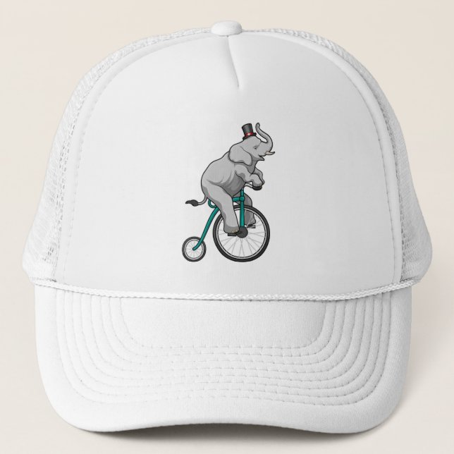 Elephant at Circus with Bicycle Trucker Hat (Front)