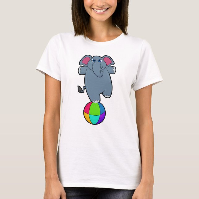 Elephant at Circus with Circus ball T-Shirt (Front)