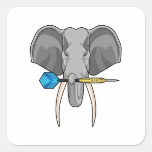 Elephant at Darts with Dart Square Sticker