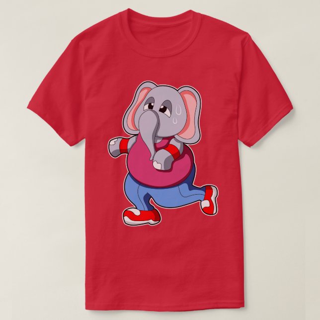 Elephant at Fitness Jogging with Sweat T-Shirt (Design Front)