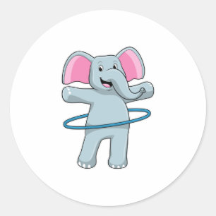 Elephant at Fitness with Fitness tires Classic Round Sticker