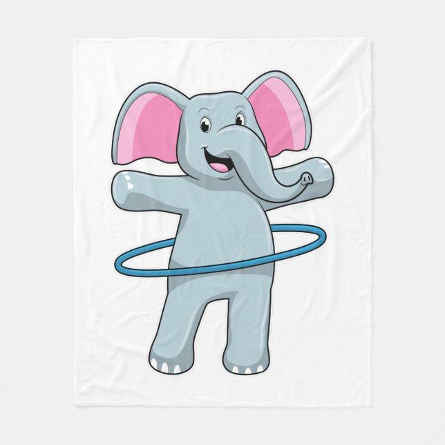 Elephant at Fitness with Fitness tires Fleece Blanket (Front)