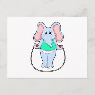 Elephant at Fitness with Skipping rope.PNG Postcard