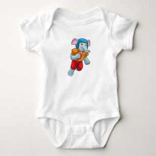 Elephant at Football Sports Baby Bodysuit