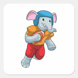 Elephant at Football Sports Square Sticker