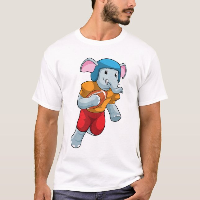 Elephant at Football Sports T-Shirt (Front)