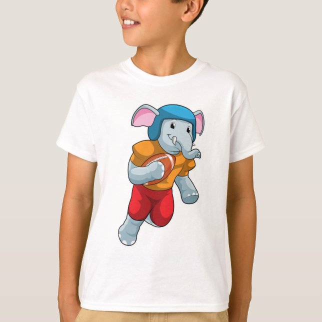 Elephant at Football Sports T-Shirt (Front)