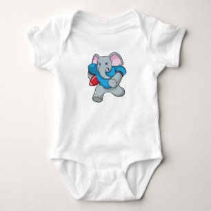 Elephant at Football with Equipment Baby Bodysuit