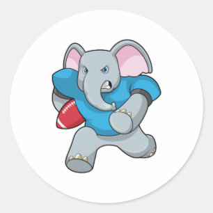 Elephant at Football with Equipment Classic Round Sticker