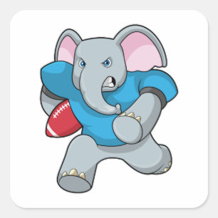 Elephant at Football with Equipment Square Sticker