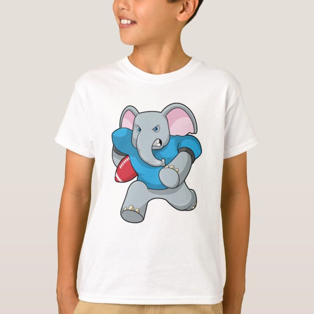 Elephant at Football with Equipment T-Shirt (Front)