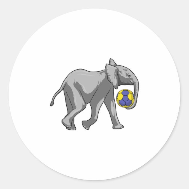 Elephant at Handball Sports Classic Round Sticker (Front)