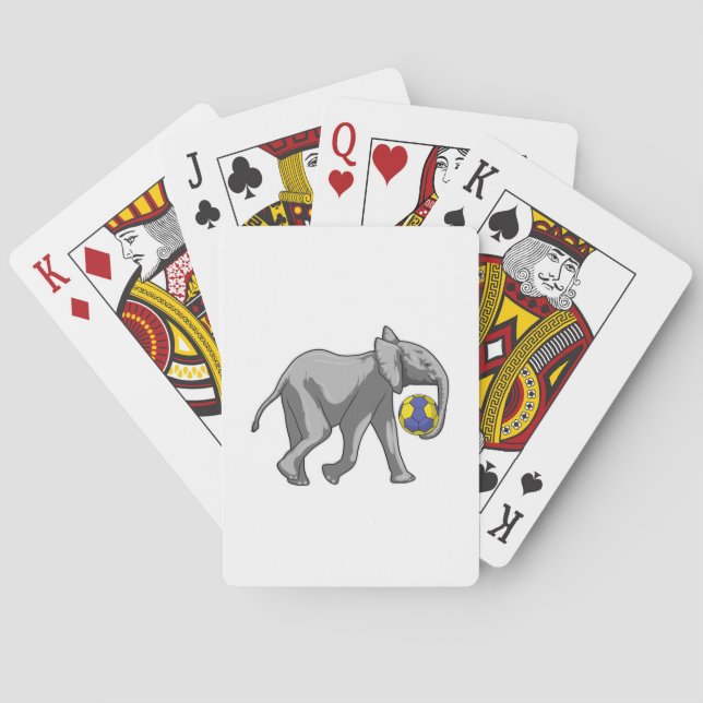 Elephant at Handball Sports Playing Cards (Back)