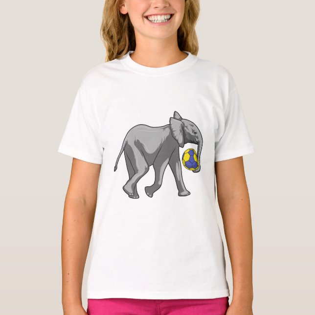 Elephant at Handball Sports T-Shirt (Front)