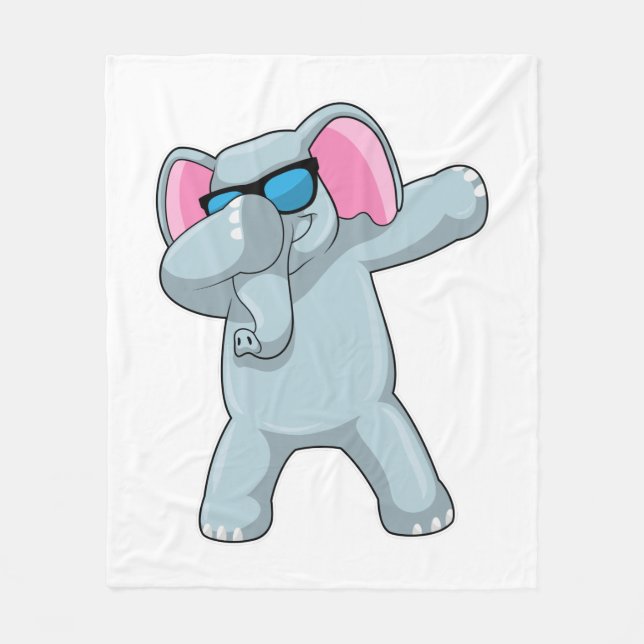 Elephant at Hip Hop Dance Dab Fleece Blanket (Front)
