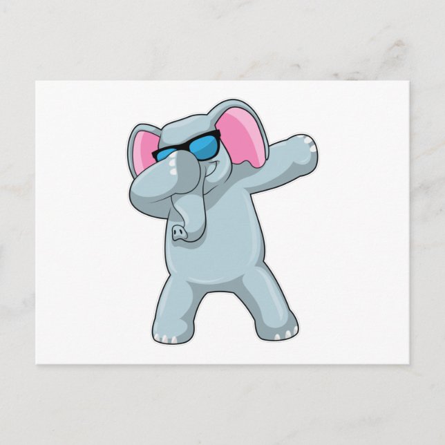 Elephant at Hip Hop Dance Dab Postcard (Front)
