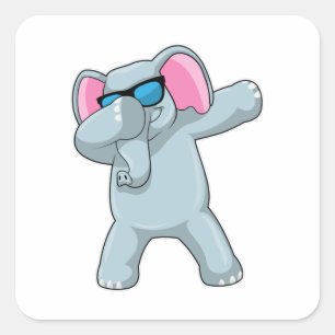 Elephant at Hip Hop Dance Dab Square Sticker