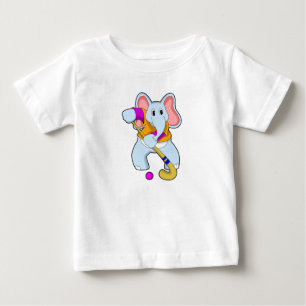 Elephant at Hockey with Hockey bat Baby T-Shirt