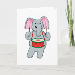 Elephant at Music with Drum Card