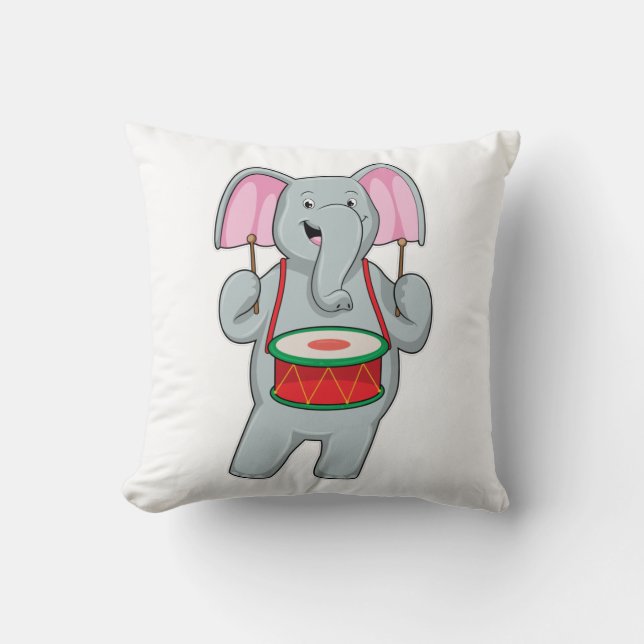 Elephant at Music with Drum Cushion (Front)