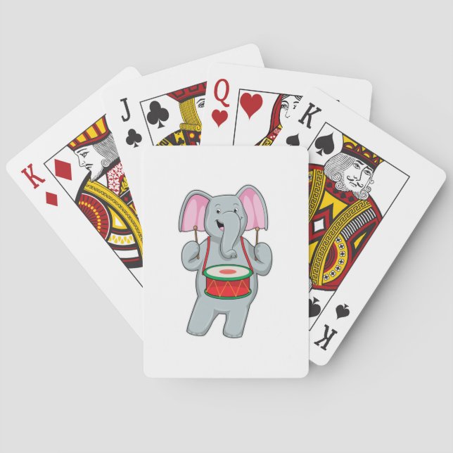 Elephant at Music with Drum Playing Cards (Back)