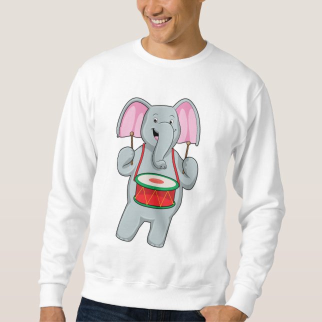 Elephant at Music with Drum Sweatshirt (Front)