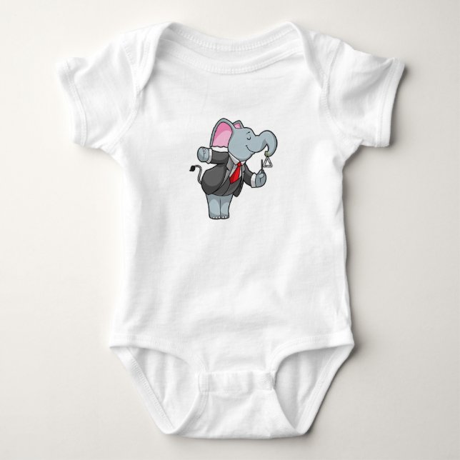 Elephant at Music with Triangle Baby Bodysuit (Front)