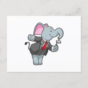 Elephant at Music with Triangle Postcard