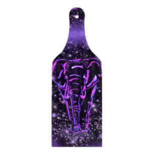 Elephant At Night Purple Pink Cutting Board